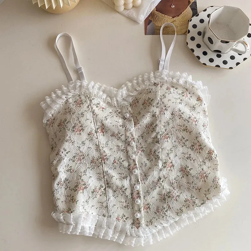 2024 Summer Women's Lace Floral Halter Vest - Beauty Back Wrap with Chest Pad - Modest & Stylish Top