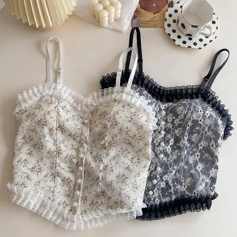 2024 Summer Women's Lace Floral Halter Vest - Beauty Back Wrap with Chest Pad - Modest & Stylish Top