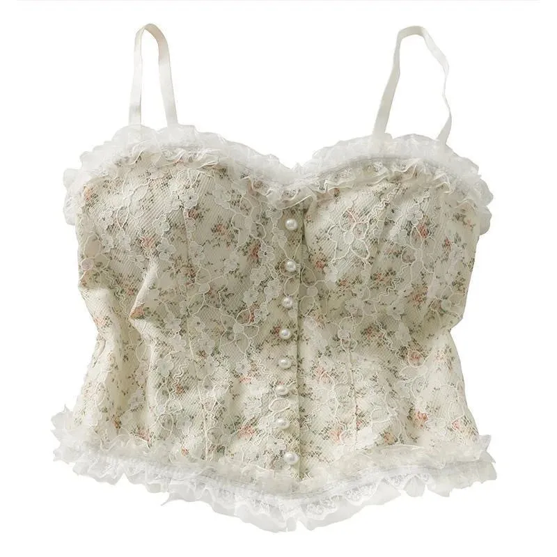 2024 Summer Women's Lace Floral Halter Vest - Beauty Back Wrap with Chest Pad - Modest & Stylish Top