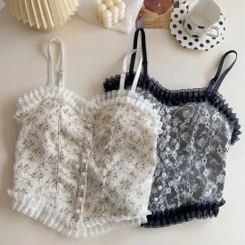 2024 Summer Women's Lace Floral Halter Vest - Beauty Back Wrap with Chest Pad - Modest & Stylish Top