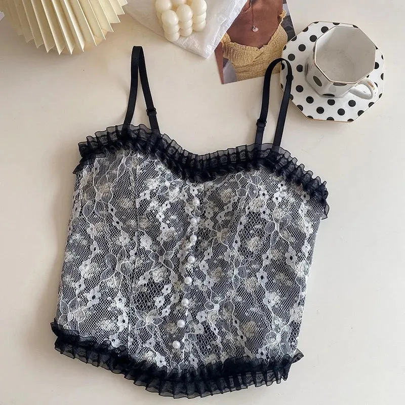 2024 Summer Women's Lace Floral Halter Vest - Beauty Back Wrap with Chest Pad - Modest & Stylish Top