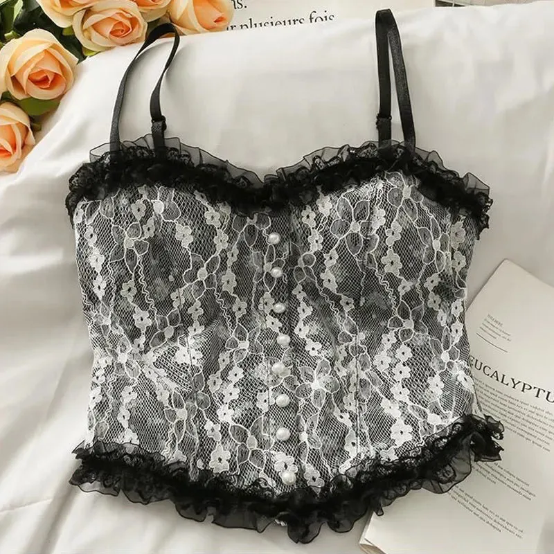 2024 Summer Women's Lace Floral Halter Vest - Beauty Back Wrap with Chest Pad - Modest & Stylish Top