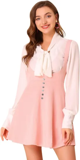 Allegra K Women's Cottagecore Dress Spaghetti Strap Pinafore Dresses for Women