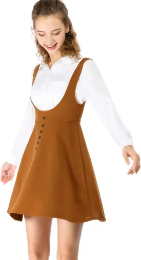 Allegra K Women's Cottagecore Dress Spaghetti Strap Pinafore Dresses for Women