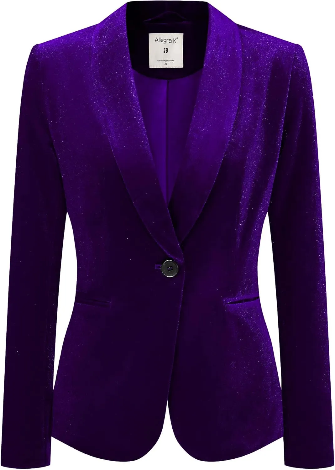 Allegra K Women's Halloween Christmas Office Coat Solid Shawl Collar 1 Button Velvet Blazer