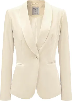 Allegra K Women's Halloween Christmas Office Coat Solid Shawl Collar 1 Button Velvet Blazer