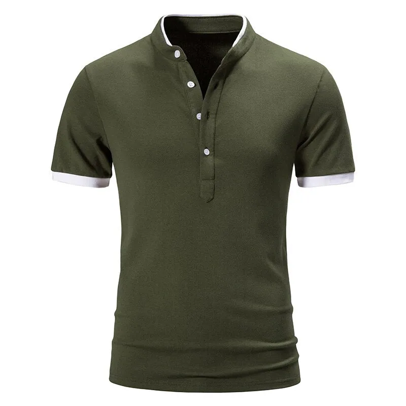 Angelo Ricci™ Cotton Short Sleeve Solid Color Polo Shirt