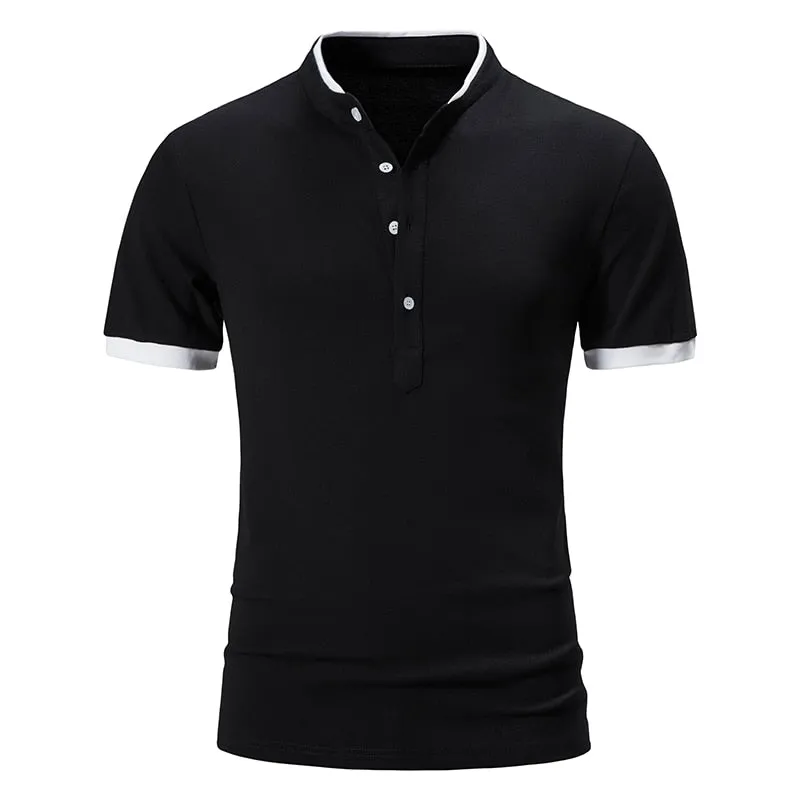 Angelo Ricci™ Cotton Short Sleeve Solid Color Polo Shirt