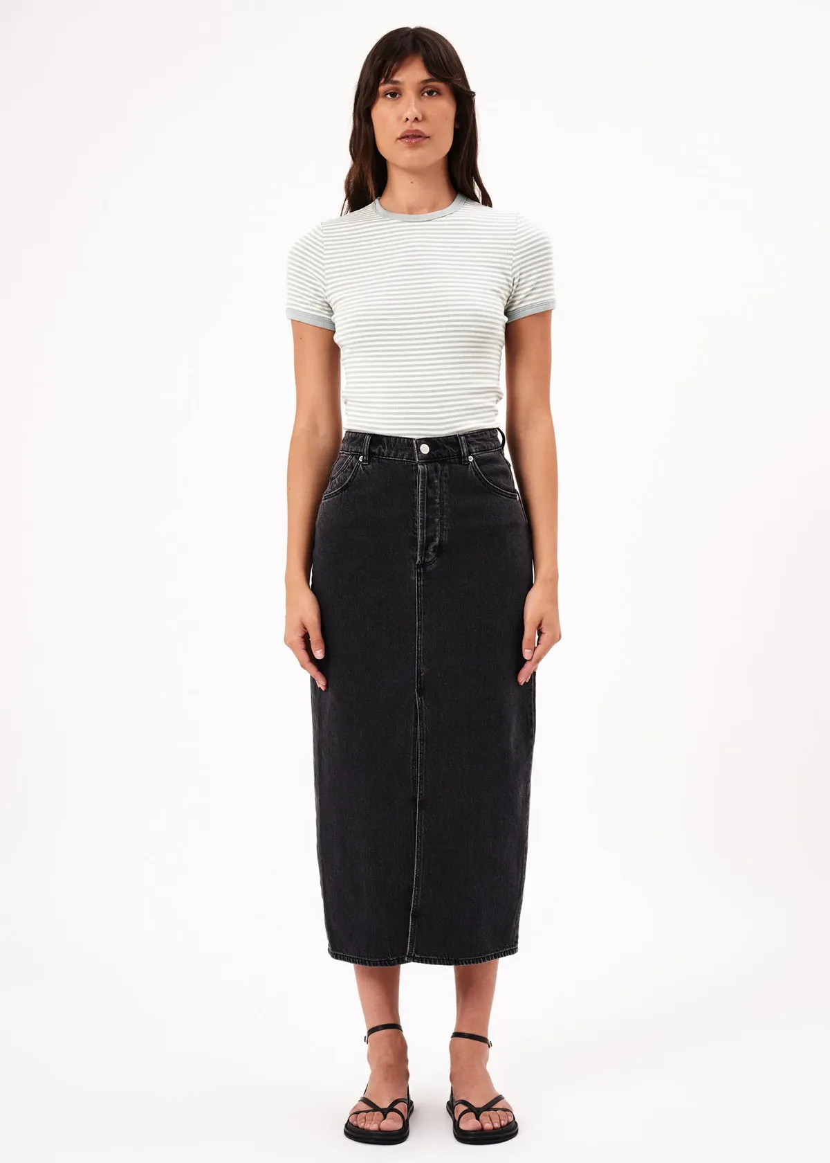 Ash Black Chicago Denim Midi Skirt