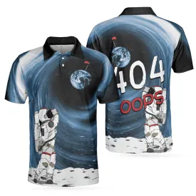 Astronaut Golfing Outer Space Black Golf Polo Shirt, Hole 404 Oops Polo Shirt, Best Golf Shirt For Men