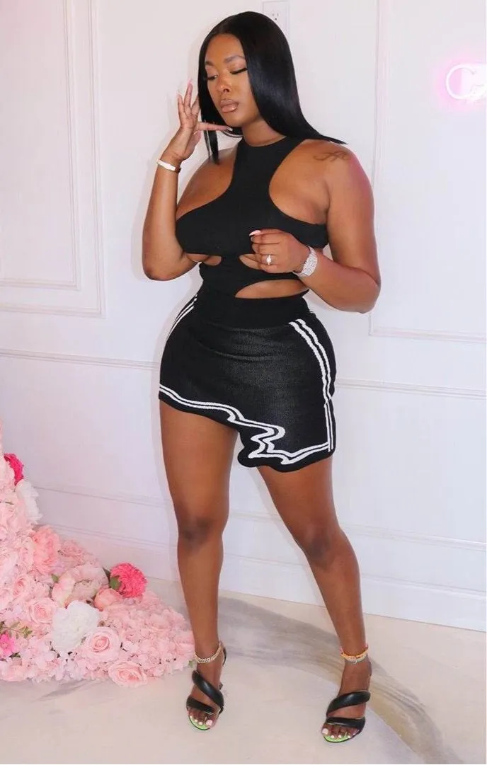 Asymmetrical High Waist Mini Skirt