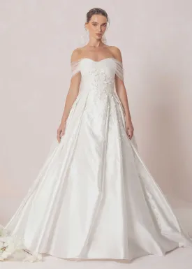 Ball Gown With Tulle Off-Shoulder and Beadworks
