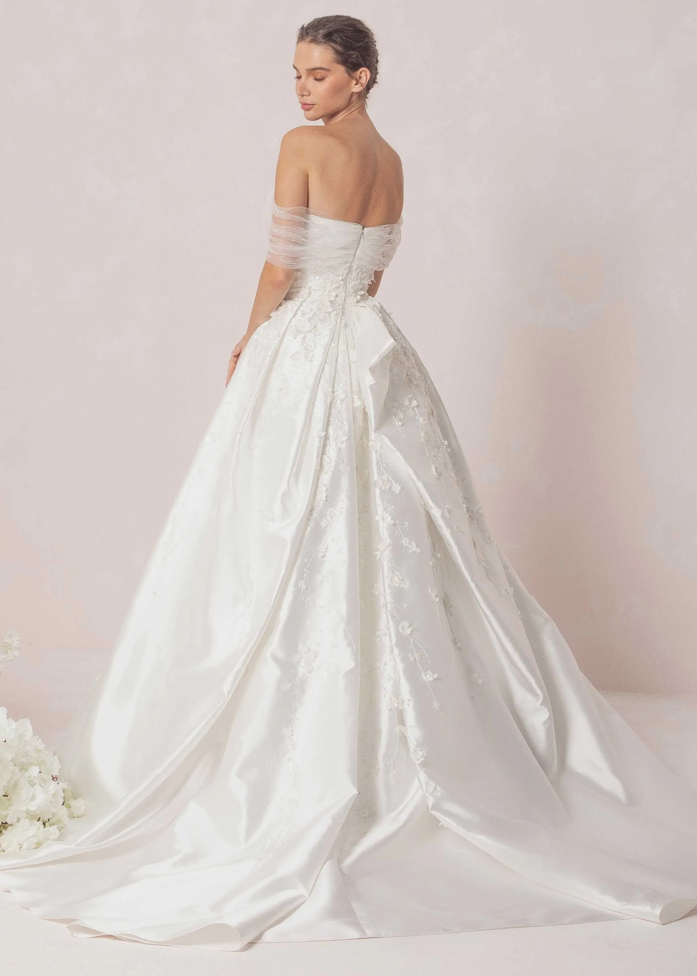 Ball Gown With Tulle Off-Shoulder and Beadworks