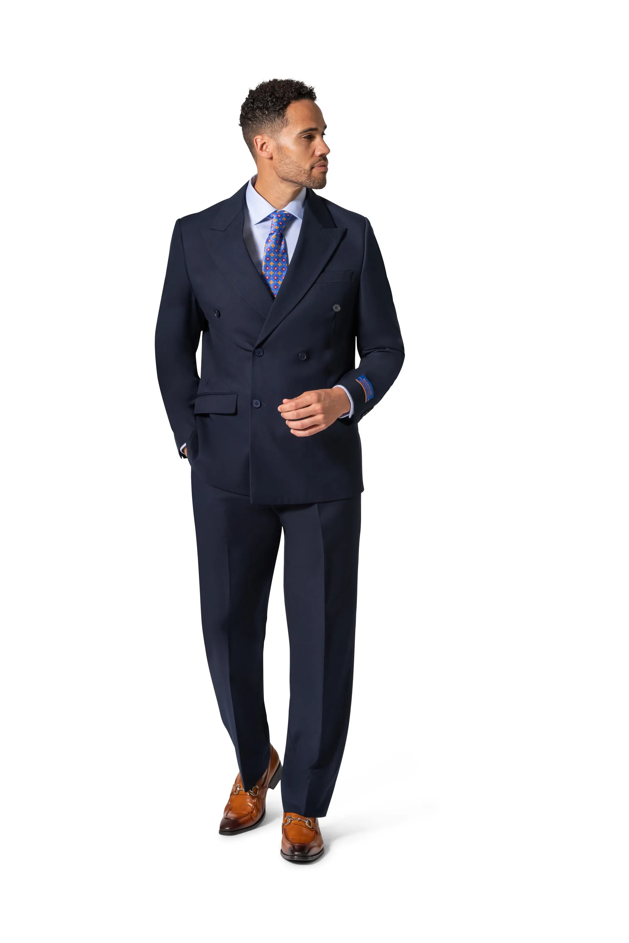 Bergamo Orange A6732 D/B Slim Fit Suit - Navy