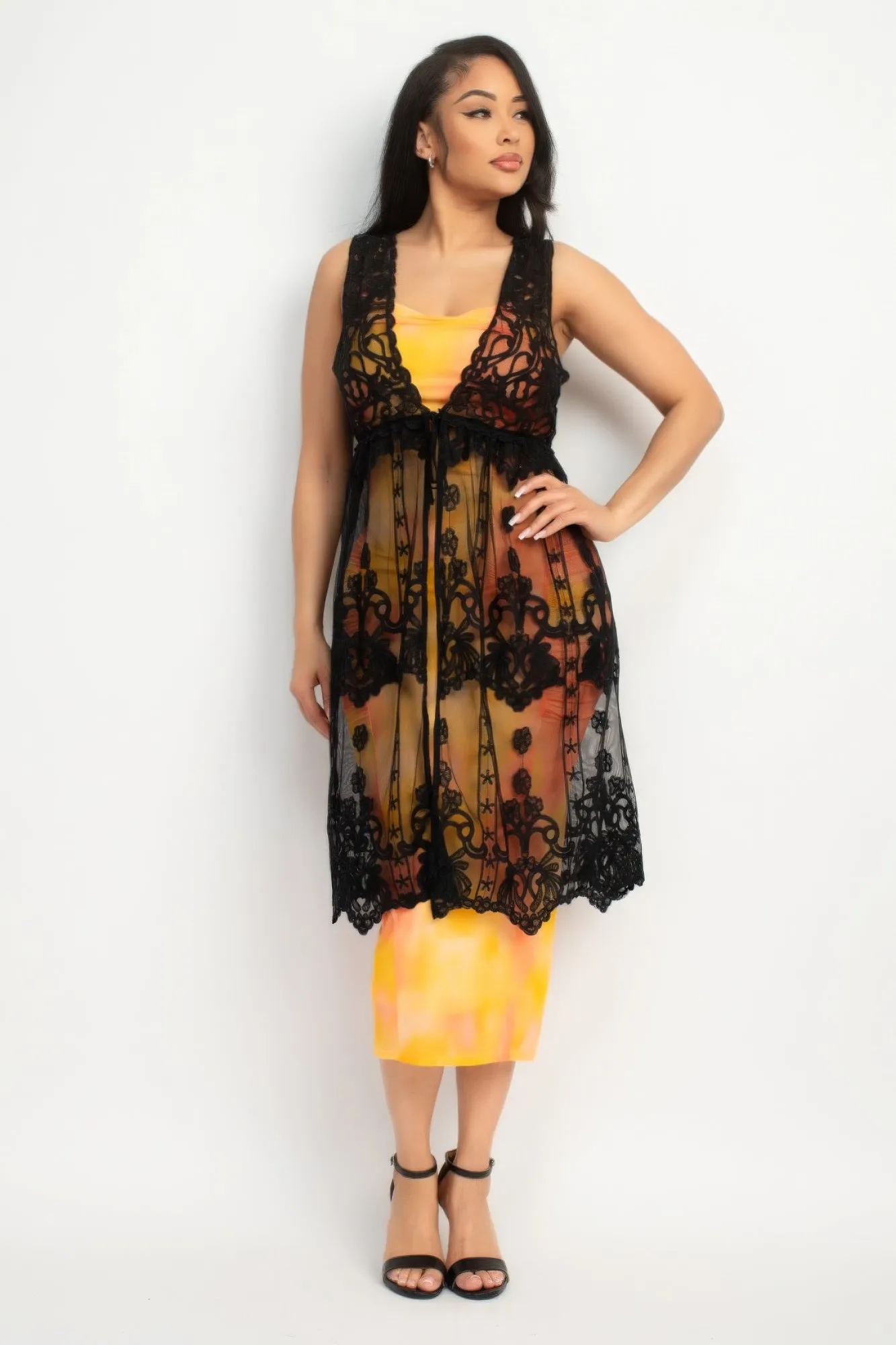 Blue Zone Planet |  Elena's Sheer Embroidered Lace Vest