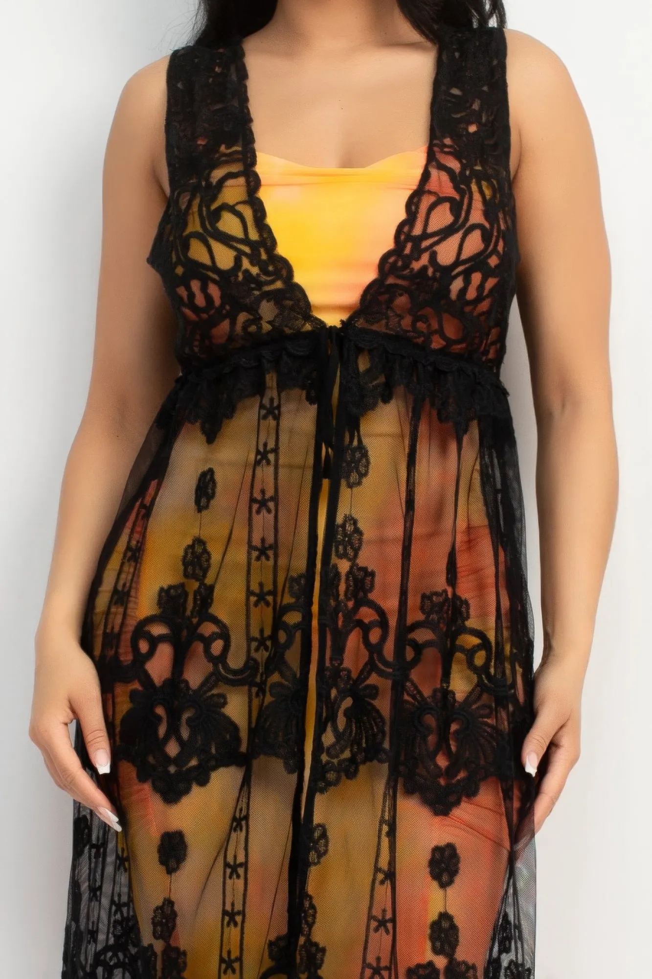 Blue Zone Planet |  Elena's Sheer Embroidered Lace Vest
