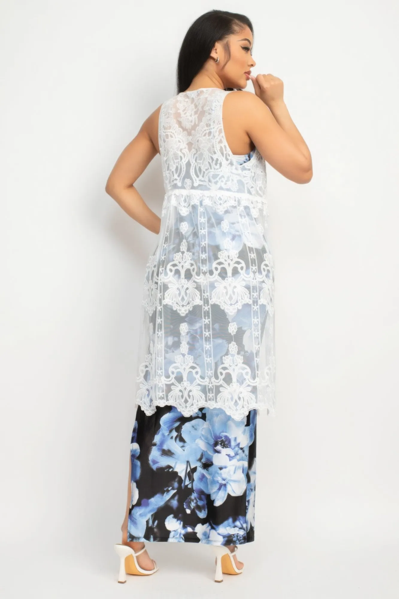 Blue Zone Planet |  Elena's Sheer Embroidered Lace Vest