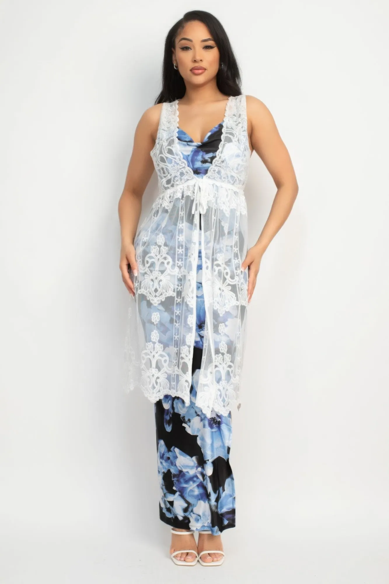 Blue Zone Planet |  Elena's Sheer Embroidered Lace Vest