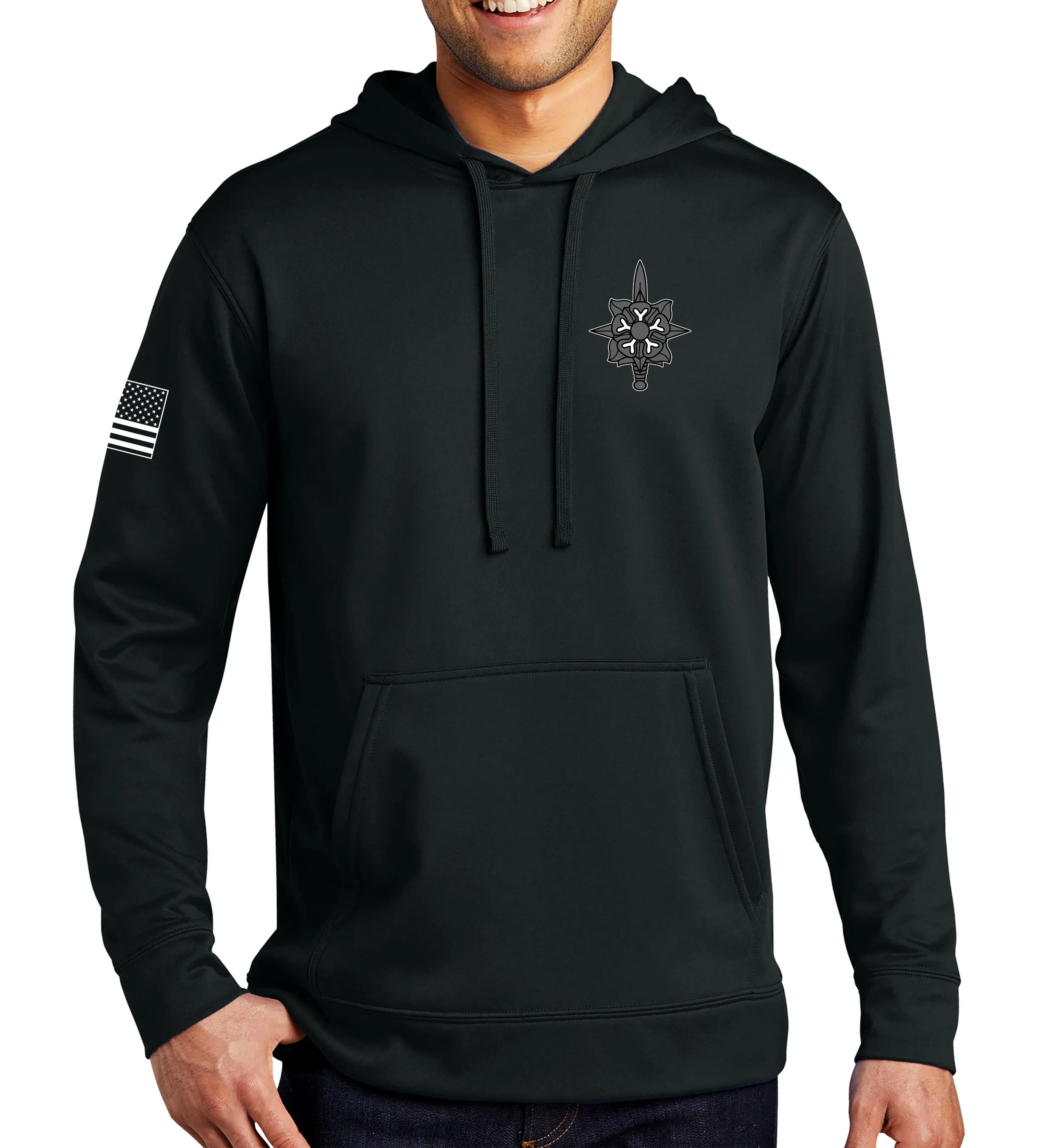 BOLC Performance Hoodie Sweatshirt. (This material is lighter than the 50-50) This sweatshirt IS approved for PT.