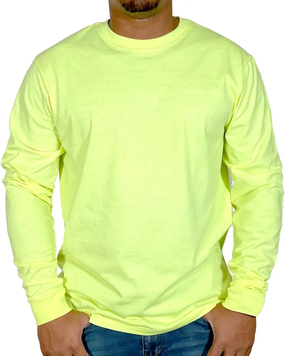 BROOKLYN VERTICAL Mens Long Sleeve Cotton T Shirt Crew Neck 5 Colors S-5XL