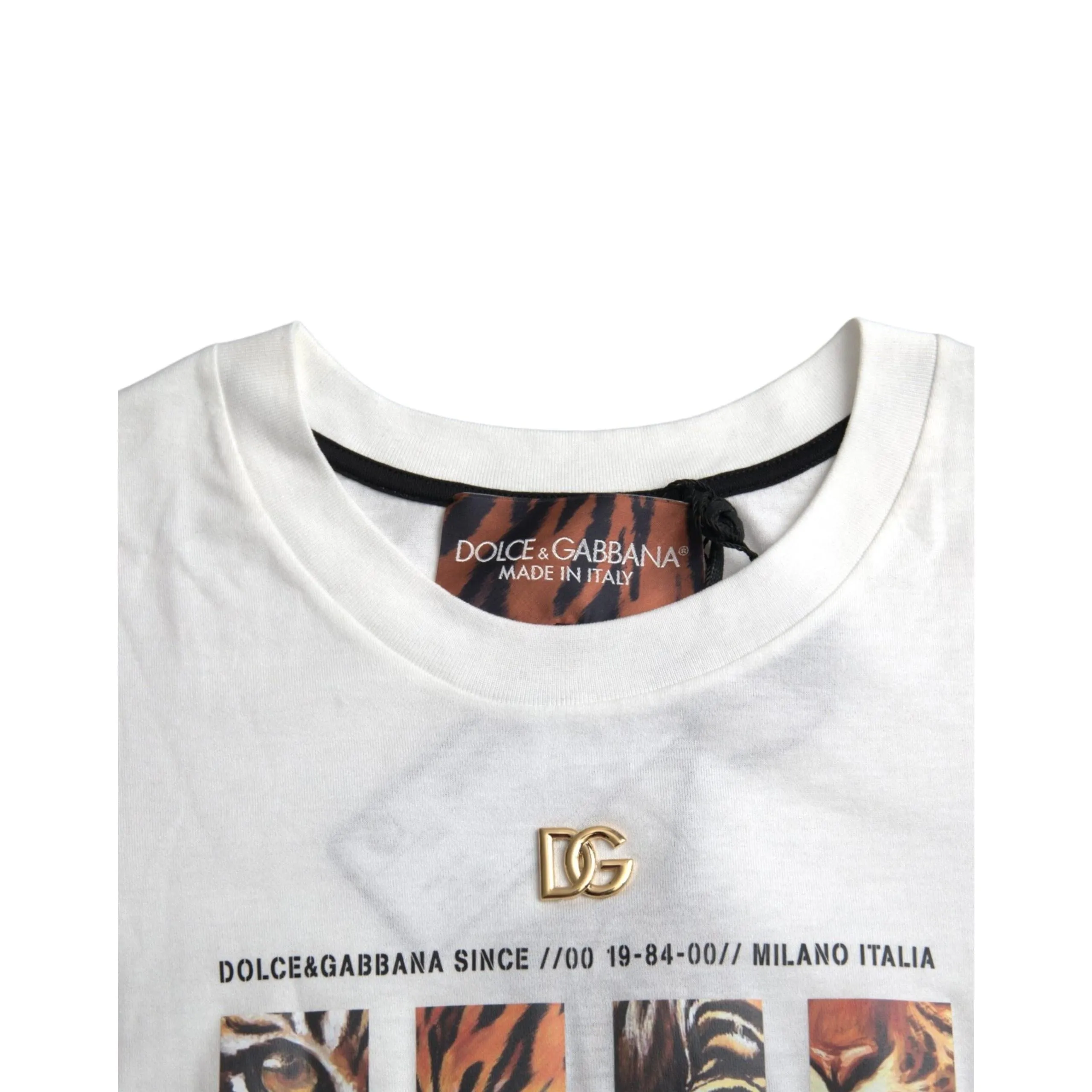 Dolce & Gabbana White Cotton Short Sleeves Crew Neck T-shirt