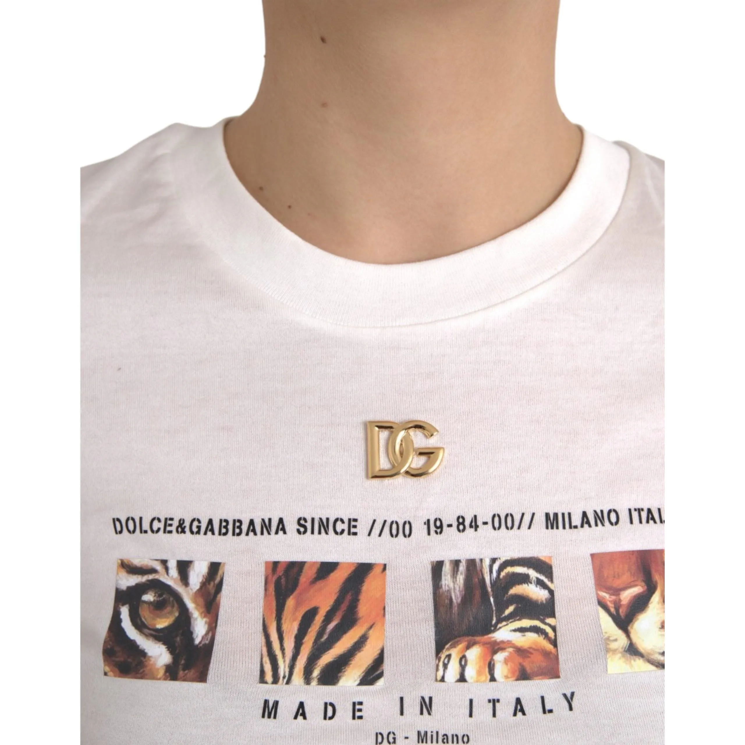 Dolce & Gabbana White Cotton Short Sleeves Crew Neck T-shirt
