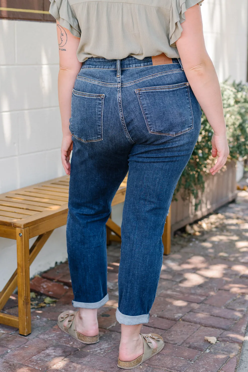 Erin Mid Rise Distressed Slim Jeans - PLUS