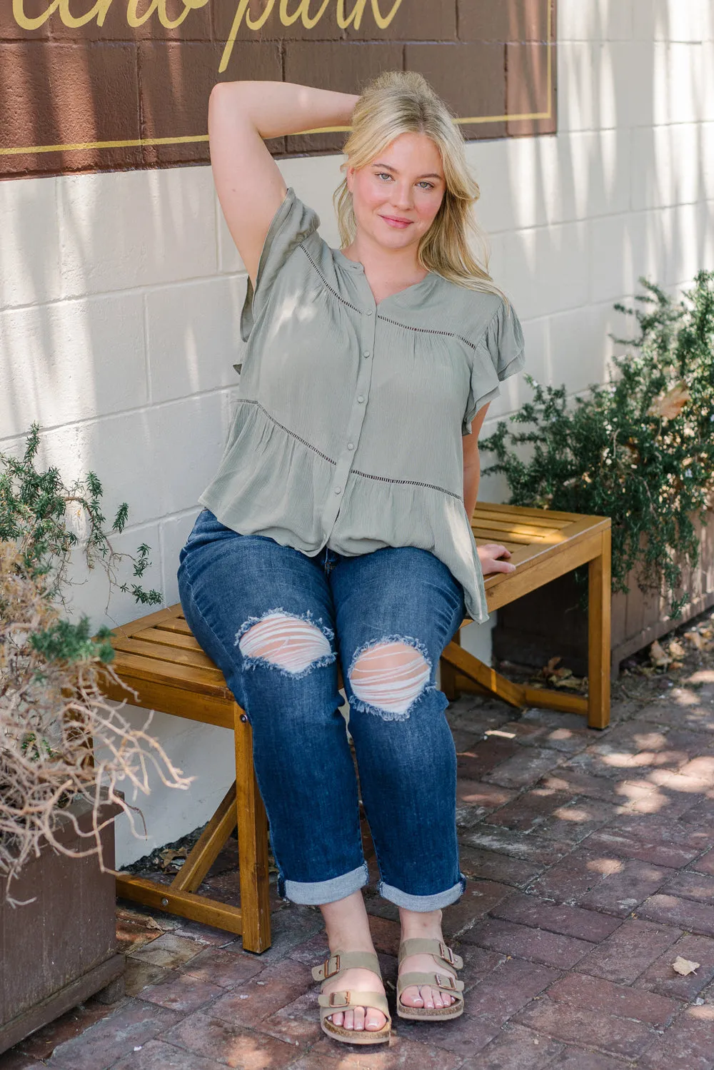 Erin Mid Rise Distressed Slim Jeans - PLUS