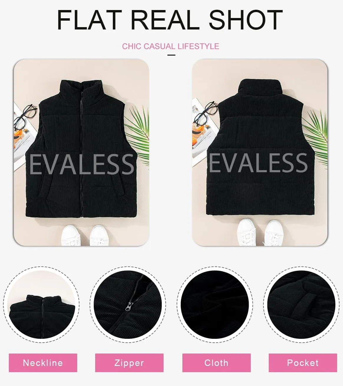 EVALESS Corduroy Cropped Puffer Vest for Women Lightweight Stand Collar Sleeveless Jackets Zip Up Clothes Fashion 2024