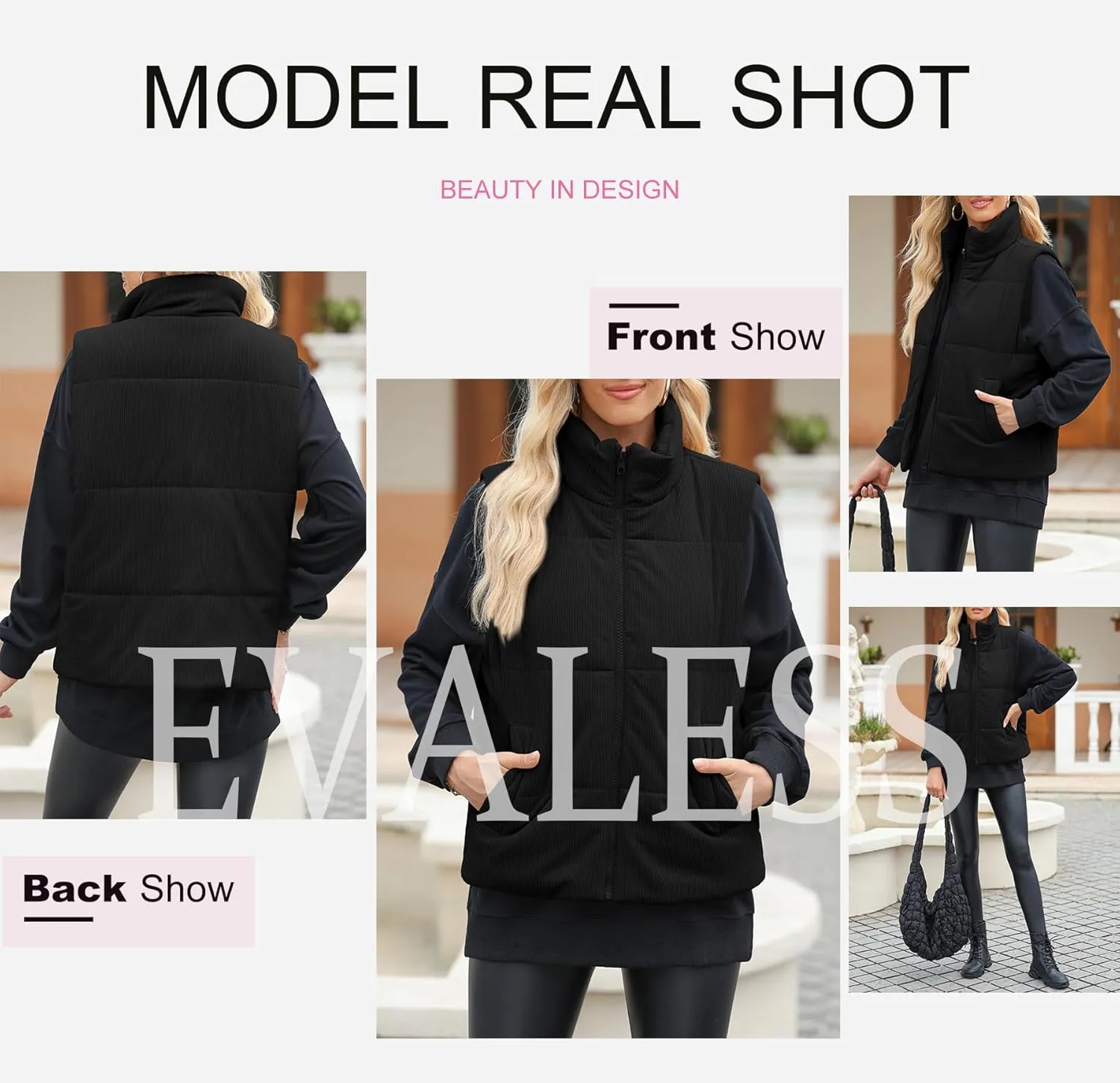 EVALESS Corduroy Cropped Puffer Vest for Women Lightweight Stand Collar Sleeveless Jackets Zip Up Clothes Fashion 2024
