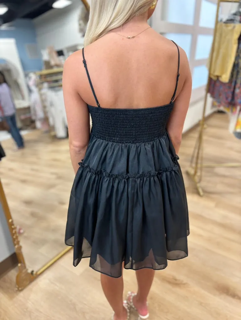 Evening Elegance Back Tie Dress Black