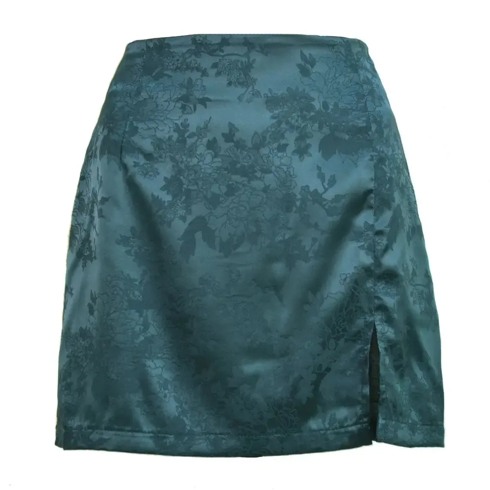Floral Slit Mini Skirt