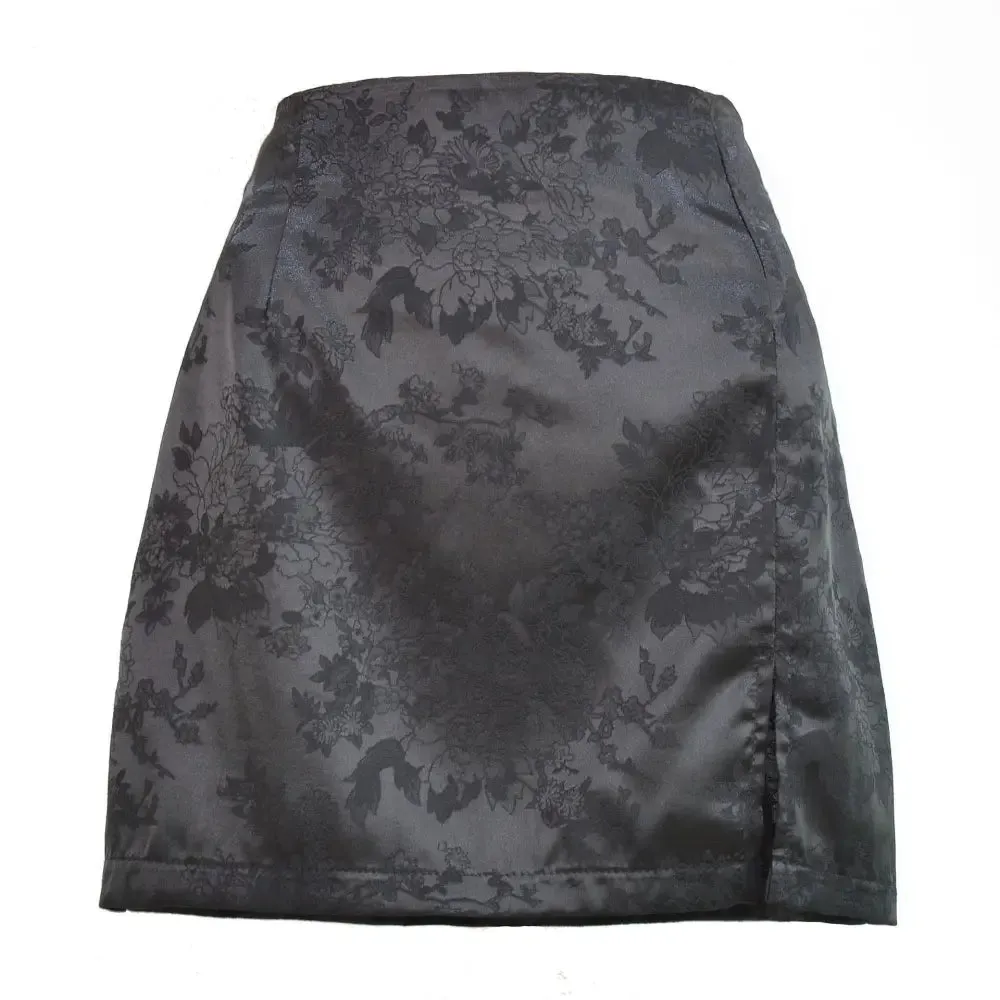Floral Slit Mini Skirt