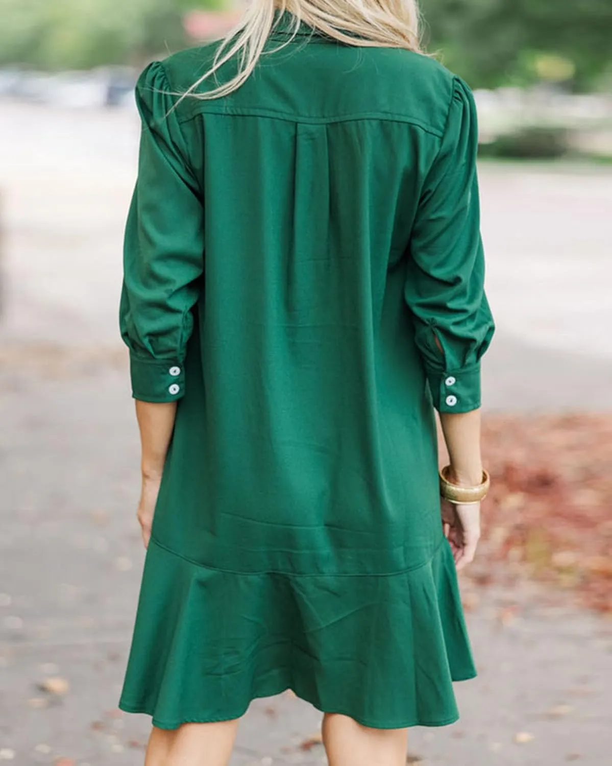 Kedera Womens Tunic Shirt Mini Dress Long Sleeves Short Dress Button Up Ruffle Hem Shift Dresses with Pockets