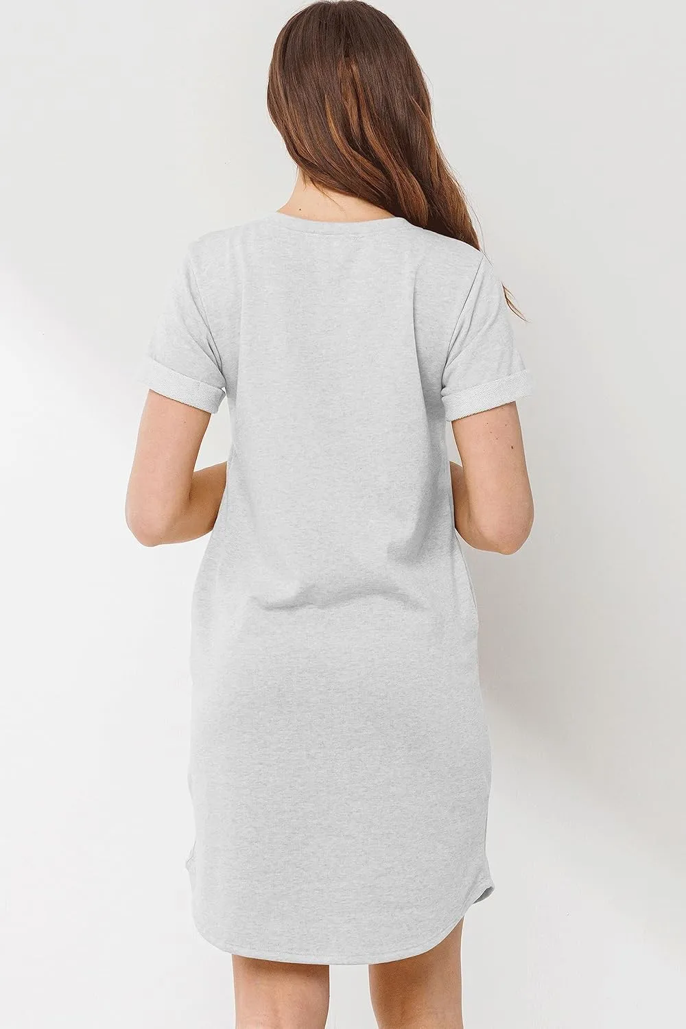 LaClef Womens Short Sleeve Maternity T-Shirt Dress with Pockets