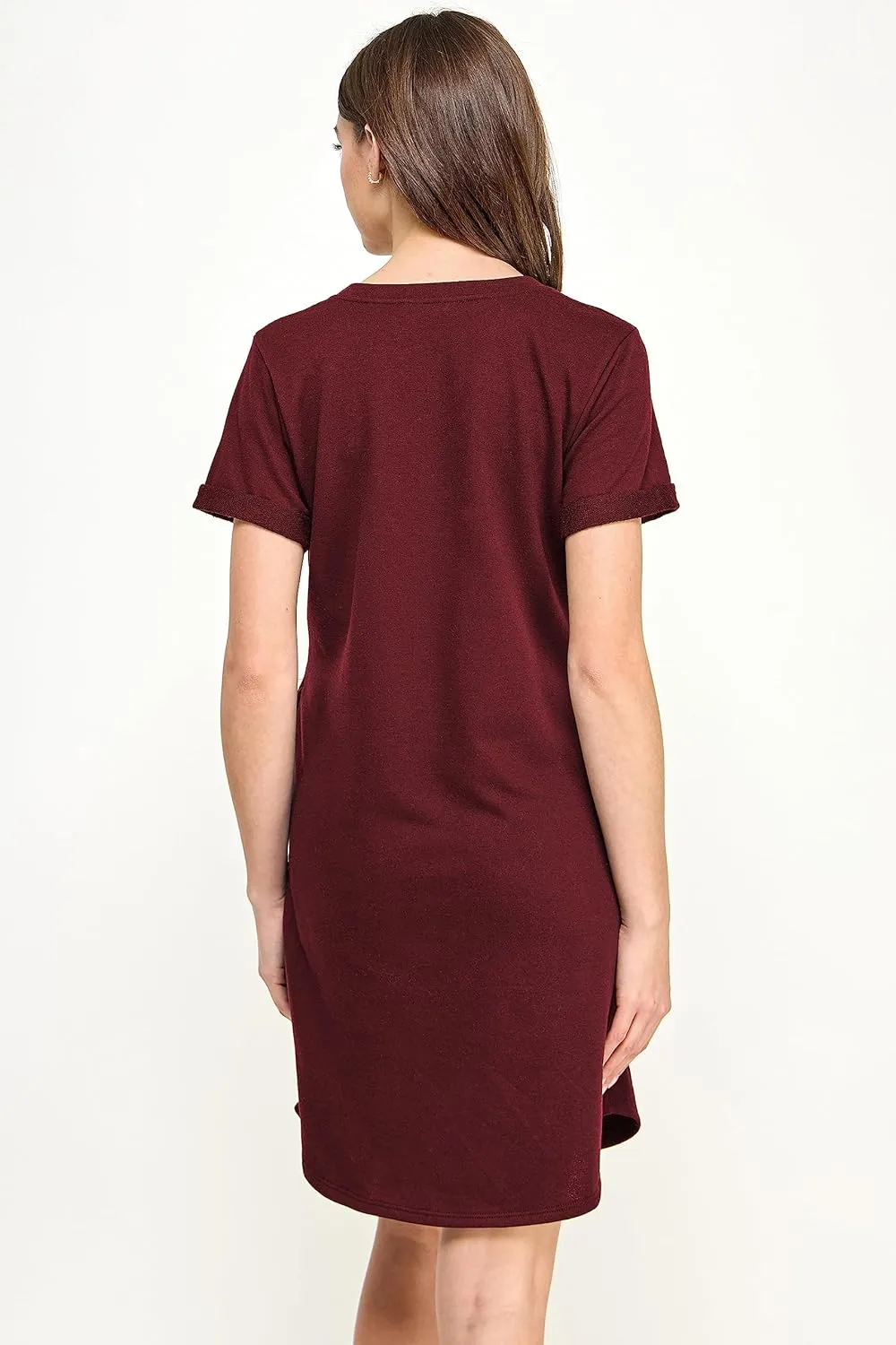 LaClef Womens Short Sleeve Maternity T-Shirt Dress with Pockets