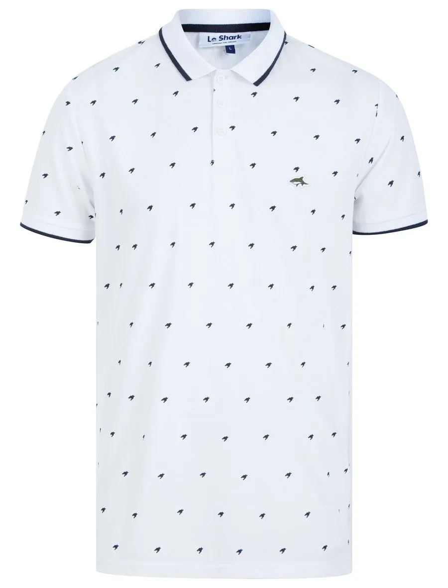Le Shark Yanis Printed Cotton Pique Polo Shirt - Optic White