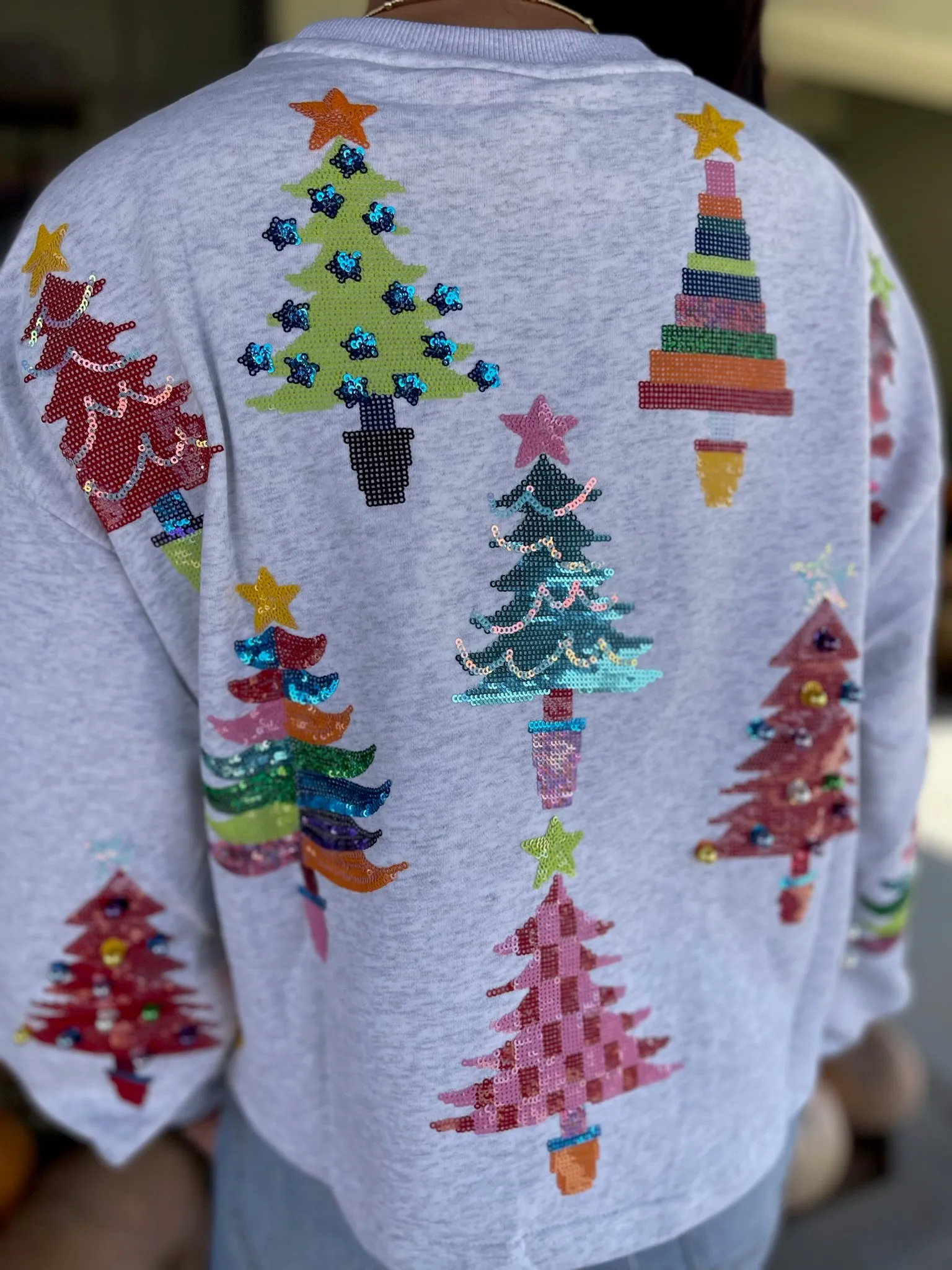 Light Grey Colorblock Trees Sweatshirt