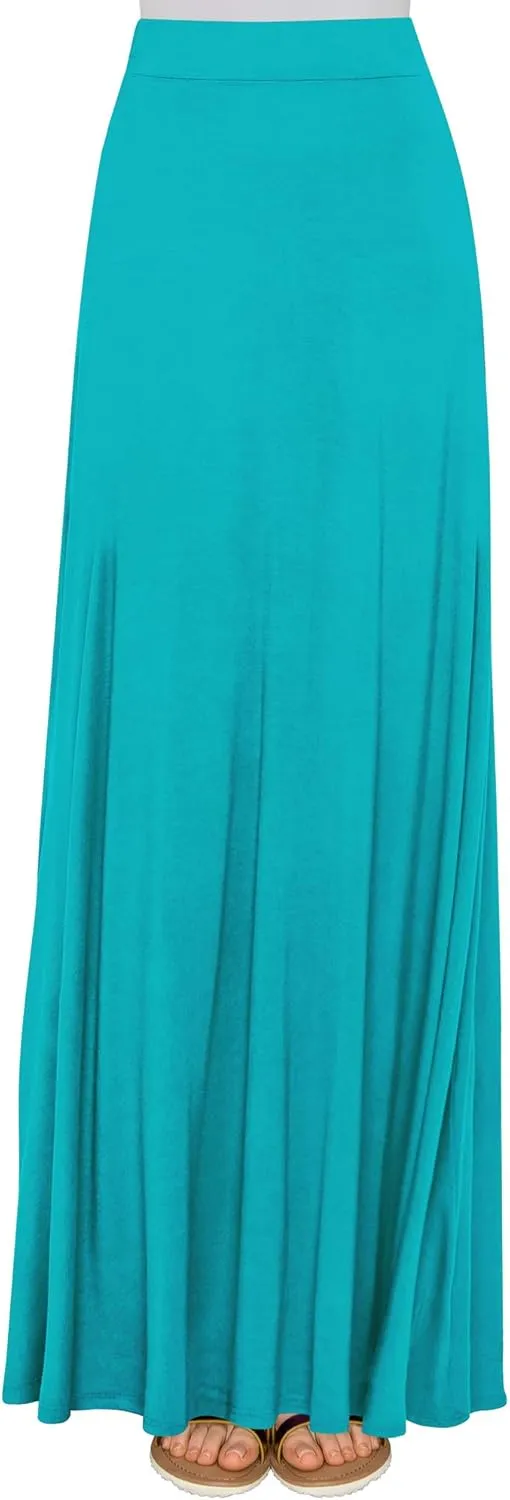 Lock and Love Women's Casual Comfy Stylish High Waist Flare Long Maxi Skirt  Available in Print & Solid Options