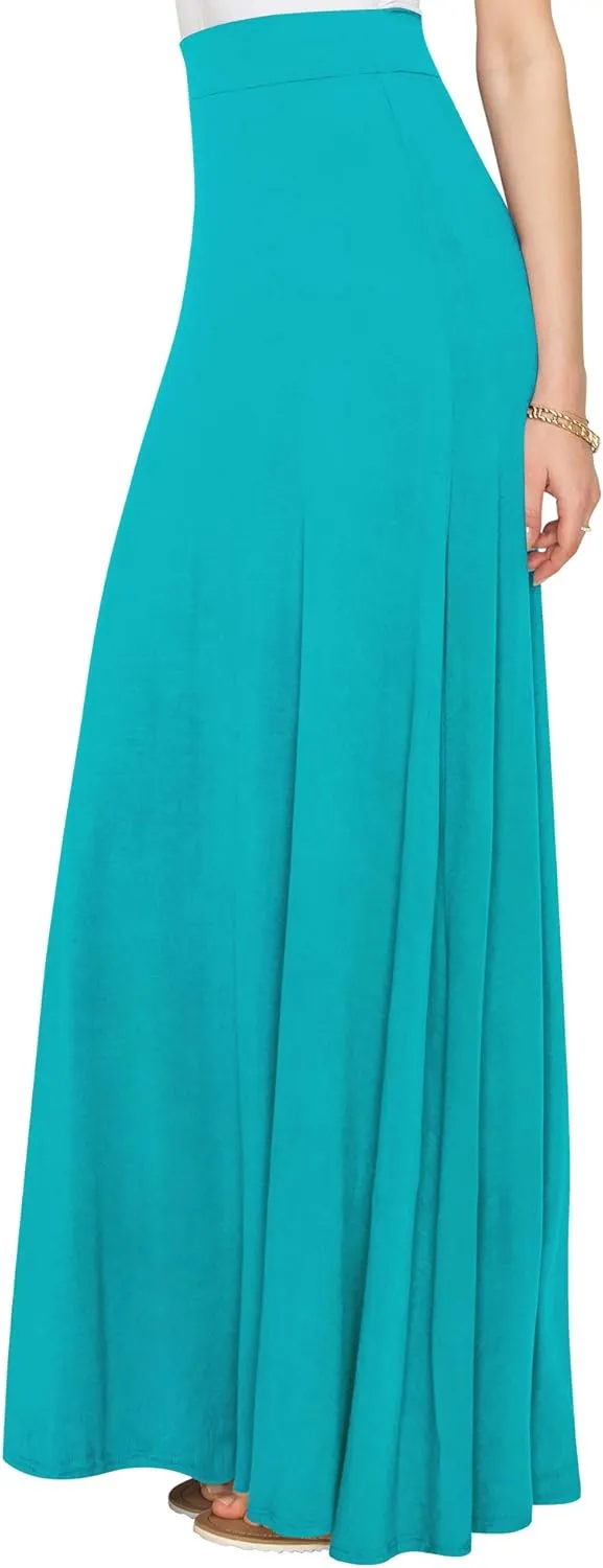 Lock and Love Women's Casual Comfy Stylish High Waist Flare Long Maxi Skirt  Available in Print & Solid Options