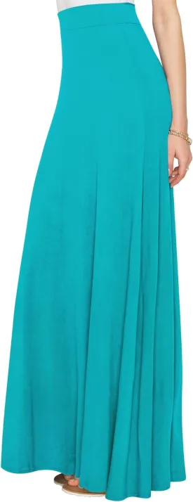 Lock and Love Women's Casual Comfy Stylish High Waist Flare Long Maxi Skirt  Available in Print & Solid Options