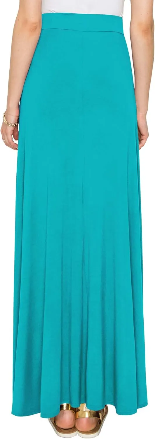 Lock and Love Women's Casual Comfy Stylish High Waist Flare Long Maxi Skirt  Available in Print & Solid Options