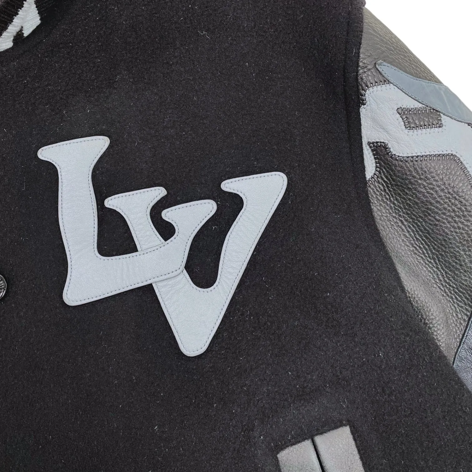 Louis Vuitton Chains Camo Varsity Jacket Black Grey Pre-Owned