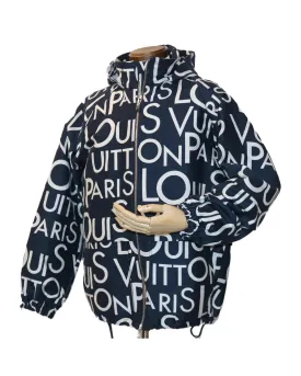 LOUIS VUITTON Monogram All Over Hooded Jacket Blue