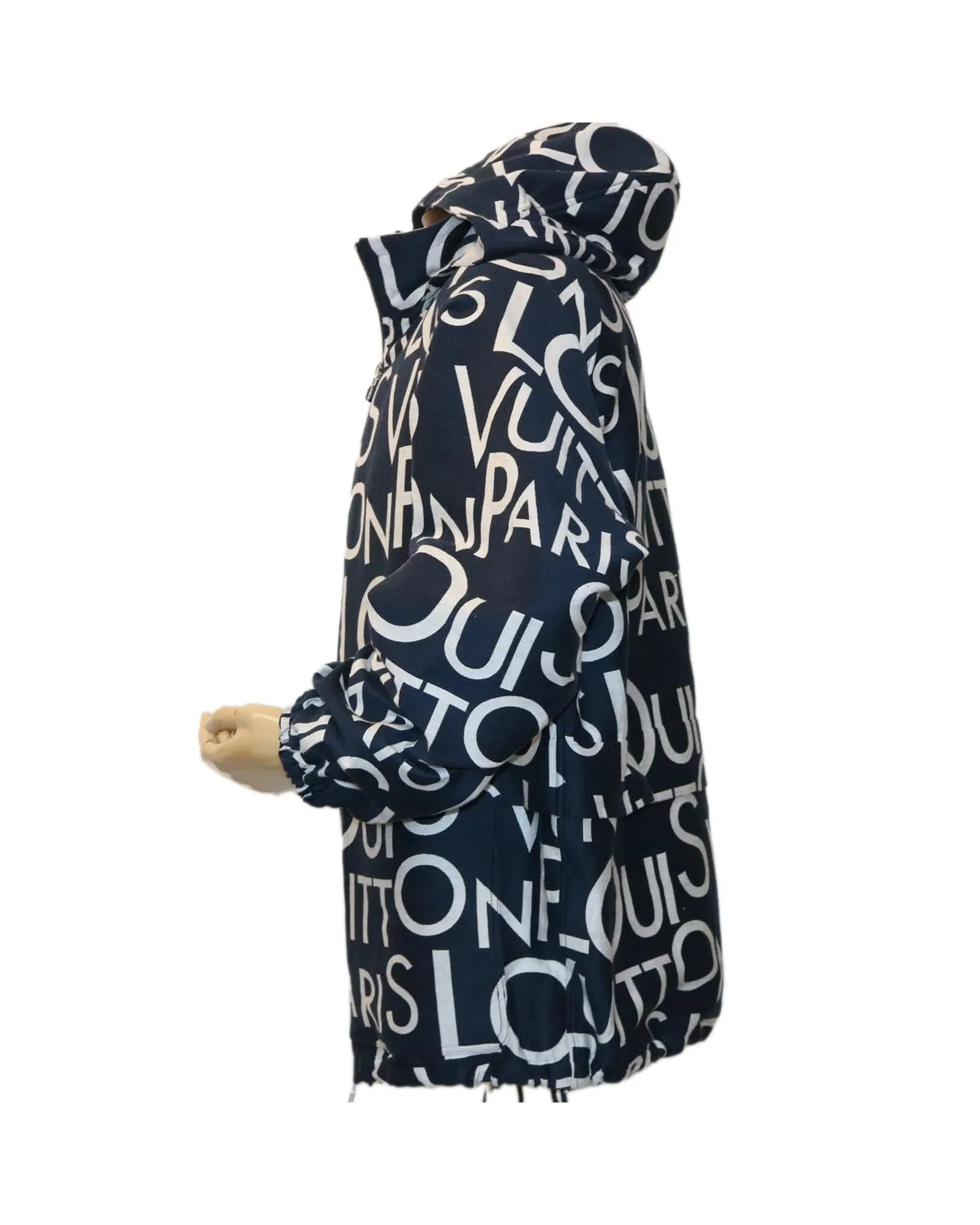 LOUIS VUITTON Monogram All Over Hooded Jacket Blue