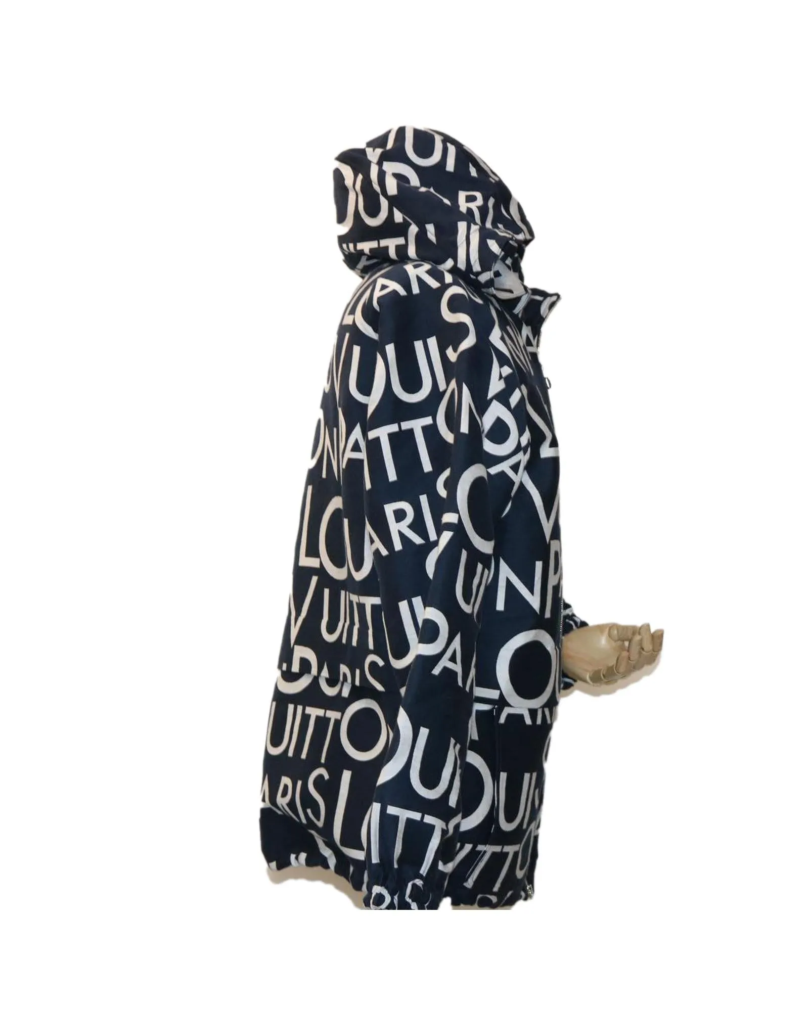 LOUIS VUITTON Monogram All Over Hooded Jacket Blue