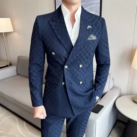 Luxury Checkered Double-Breasted Suit