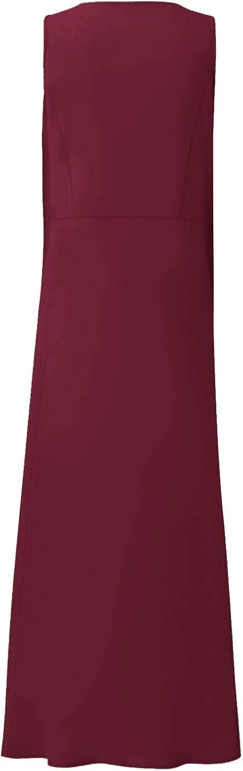 Maxi Dress for Women,2023 Spring Summer Cotton Linen Boho Casual Fashion Sleeveless Dress for Holiday