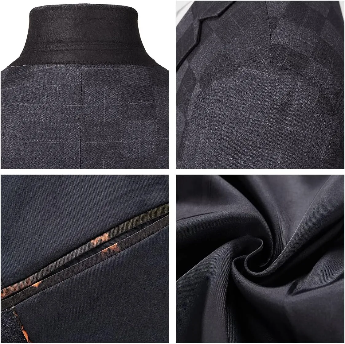 Mens Plaid Suit Slim Fit 3 Pieces Casual Checked Vintage Tuxedo Suit for Men for Wedding Business Party Blazer Pants & Vest