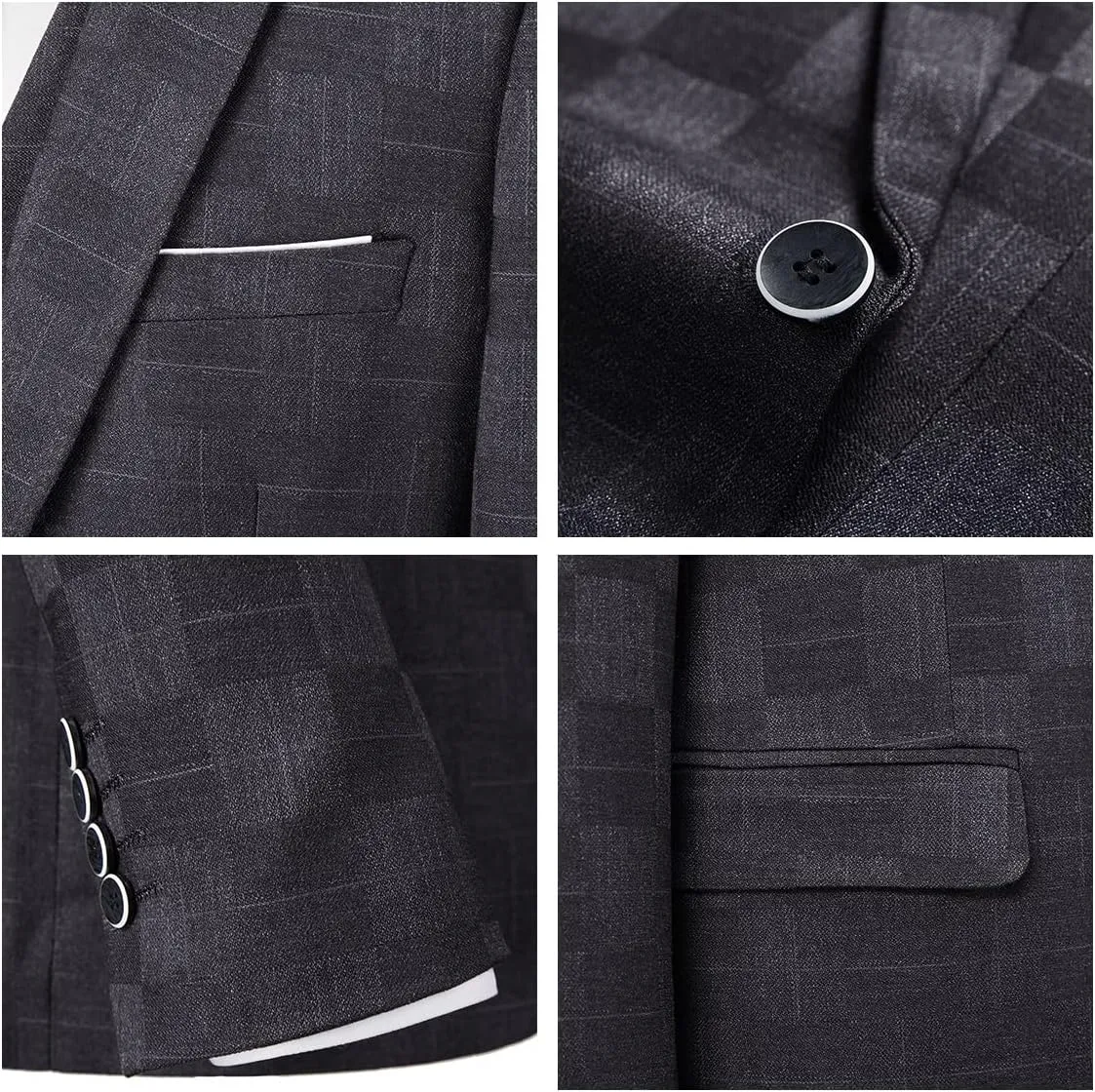 Mens Plaid Suit Slim Fit 3 Pieces Casual Checked Vintage Tuxedo Suit for Men for Wedding Business Party Blazer Pants & Vest